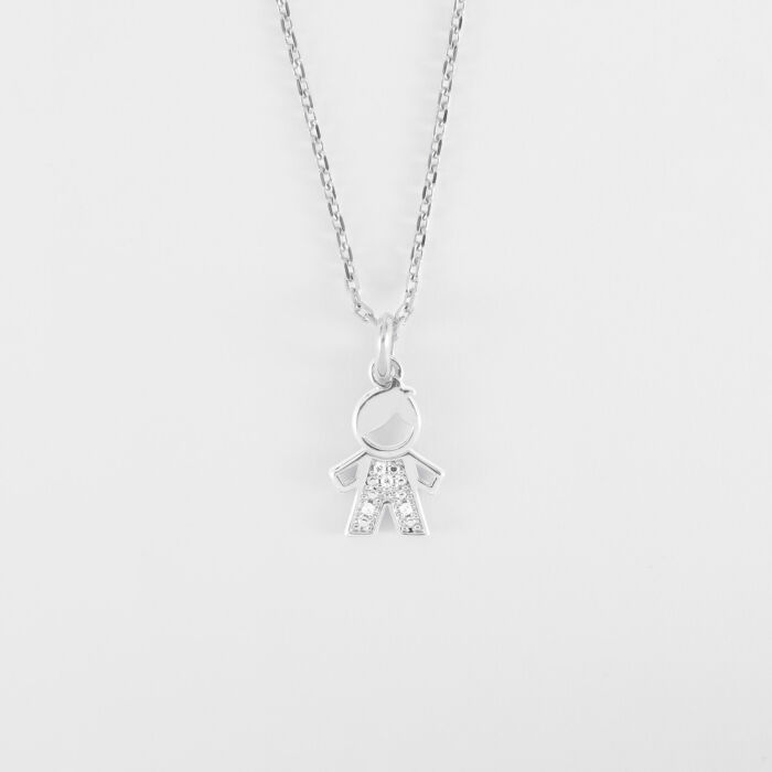 Pendentif petit garçon scintillant argent 12 mm