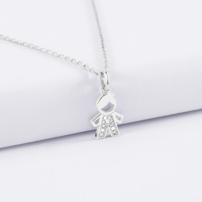 Pendentif petit garçon scintillant argent 12 mm