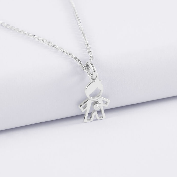 Pendentif enfant petit garçon zircon argent 12 mm