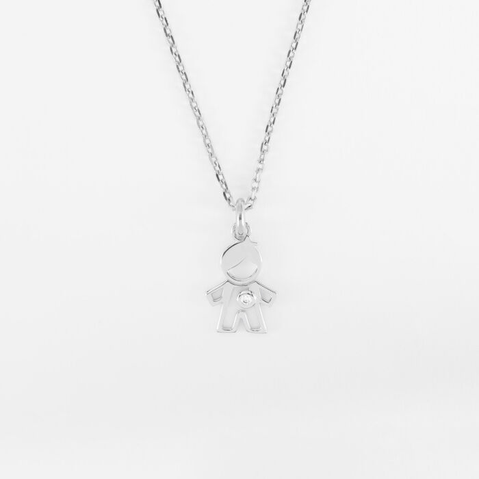 Pendentif petit garçon zircon argent 12 mm