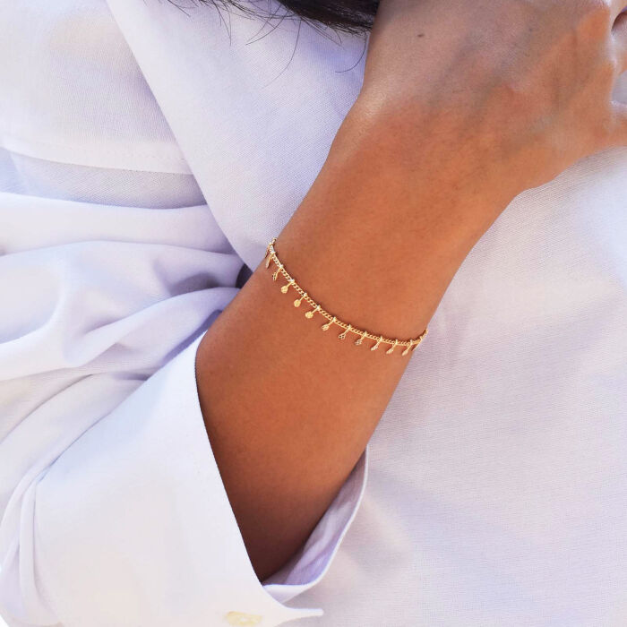 Bracelet chaîne pampilles plaqué or