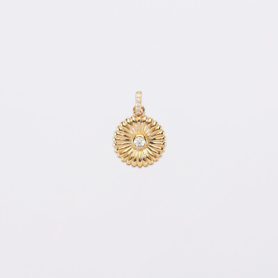 Breloque tournesol scintillant plaqué or 14 mm