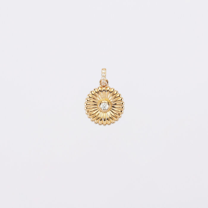 Breloque tournesol scintillant plaqué or 14 mm