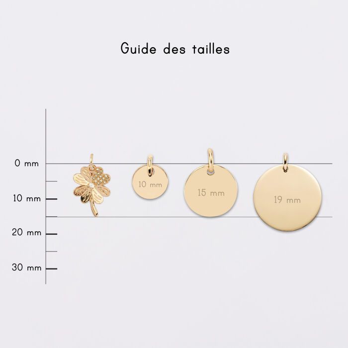 Breloque trèfle scintillant plaqué or 15 mm