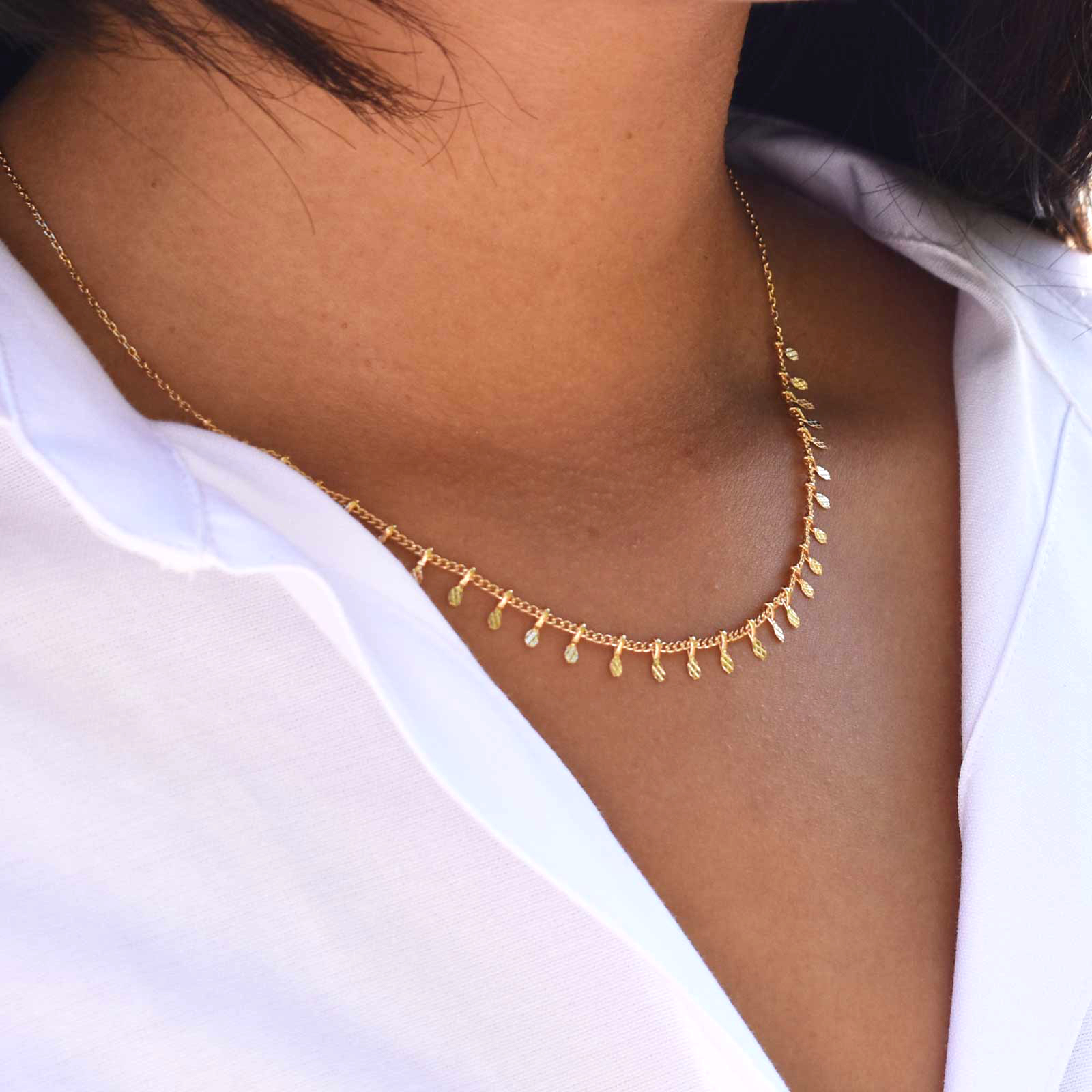 Collier Plusieur Chaine Plaqué Or Collier Chaîne Cravate Et Goutte - Main Image