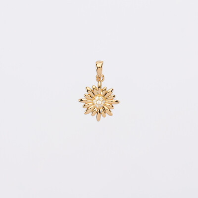 Breloque marguerite scintillante plaqué or 13 mm