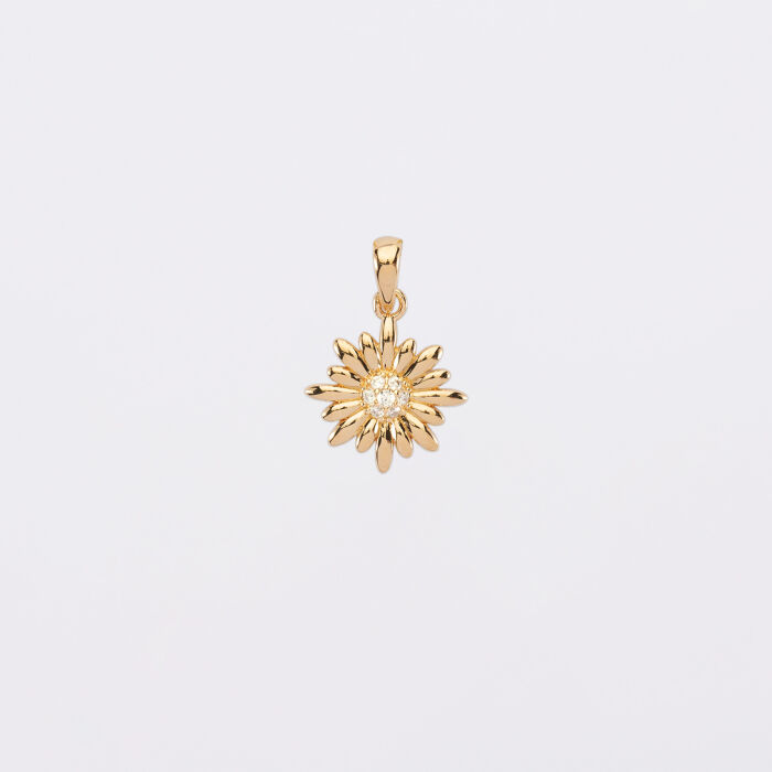 Breloque marguerite scintillante plaqué or 13 mm