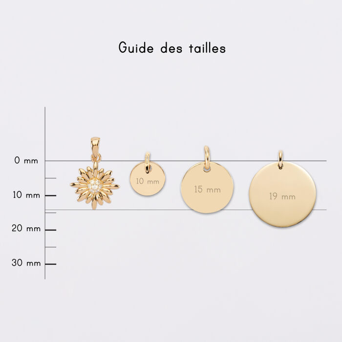 Breloque marguerite scintillante plaqué or 13 mm