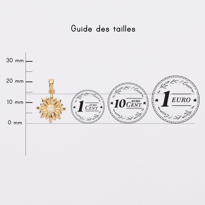 Breloque marguerite scintillante plaqué or 13 mm