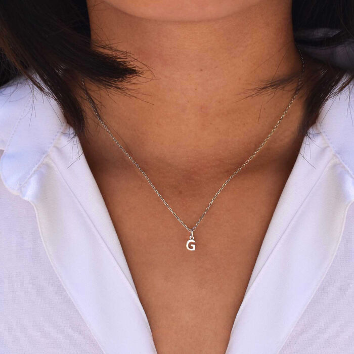 Pendentif personnalisé médaille argent lettre initiale 5 mm