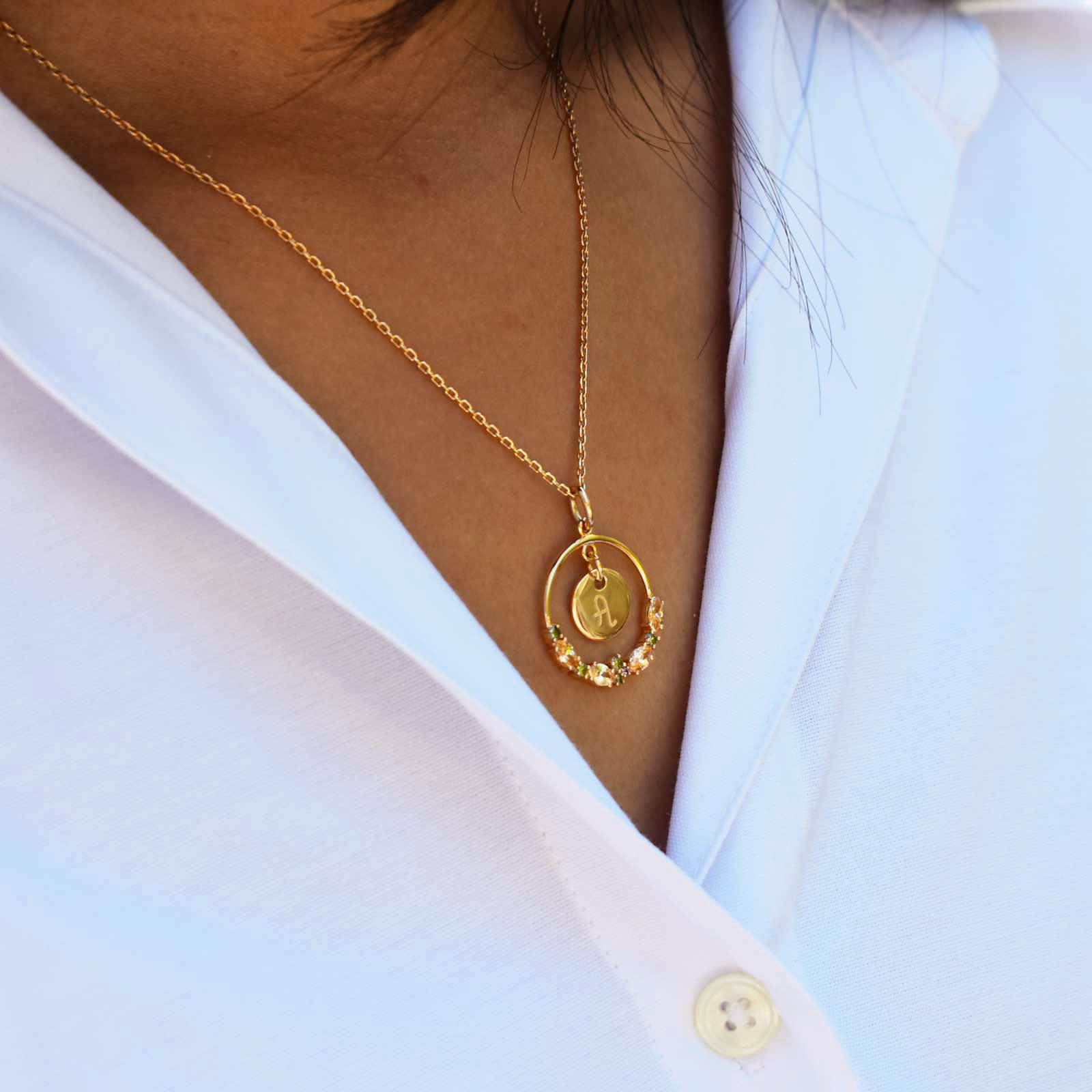 Personalised Gold-Plated Engraved 10 mm Charm with Coloured