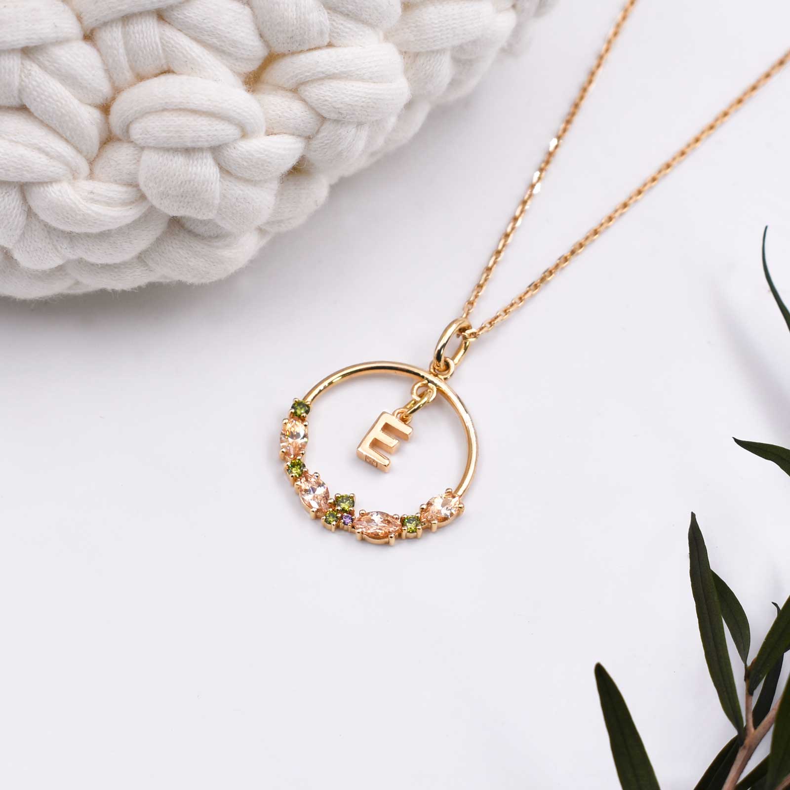 Personalised Gold-Plated Initial Charm mm with Coloured Crystal