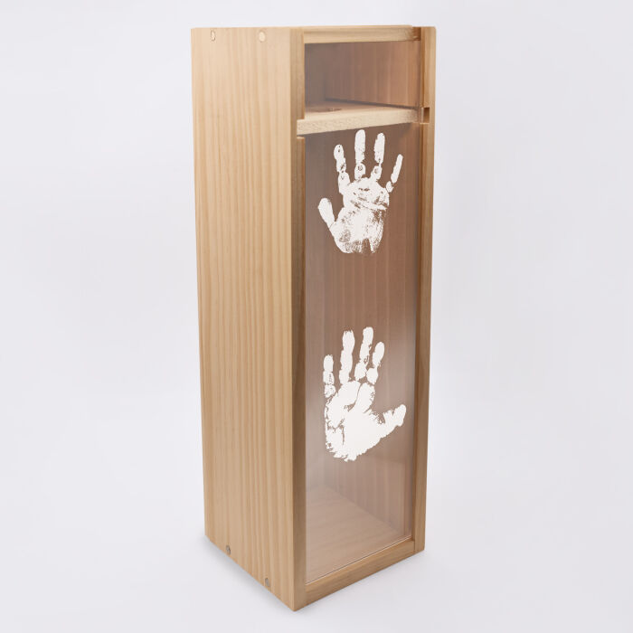 Caisse de champagne bois couvercle acrylique gravé - empreintes