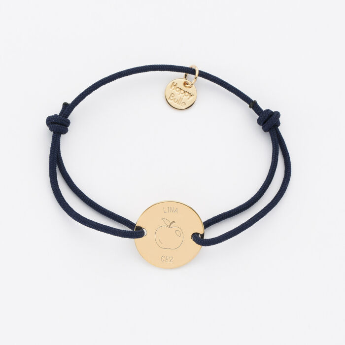 Bracelet enfant personnalisé médaille gravée plaqué or 2 trous 15mm - Edition spéciale KIDS