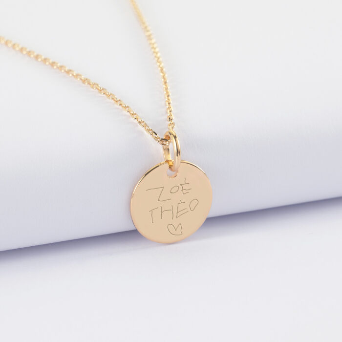 Pendentif personnalisé coeur estampillé plaqué or 15 mm - HappyBulle x Atelier Wagram - écrit