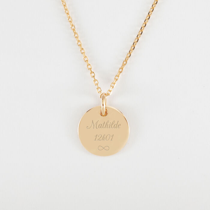 Pendentif personnalisé coeur estampillé plaqué or 15 mm - HappyBulle x Atelier Wagram - texte pictogramme