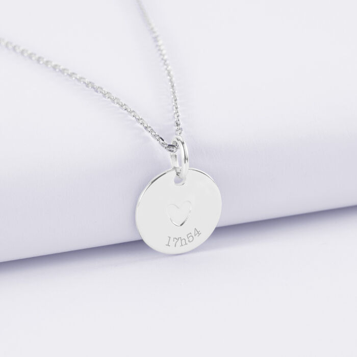 Pendentif personnalisé coeur estampillé argent 15 mm - HappyBulle x Atelier Wagram - heure
