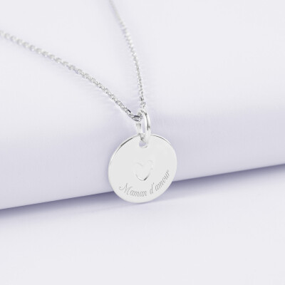 Pendentif personnalisé coeur estampillé argent 15 mm - HappyBulle x Atelier Wagram - texte