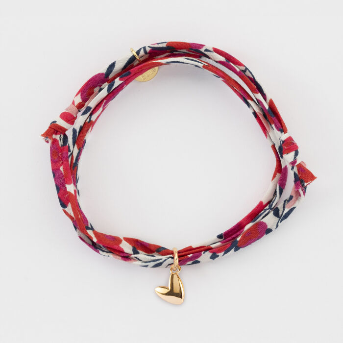 Bracelet 3 tours Liberty petit coeur bombé plaqué or 7 mm - HappyBulle x Atelier Wagram
