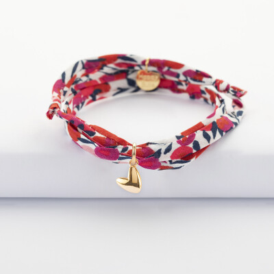 Bracelet 3 tours Liberty petit coeur bombé plaqué or 7 mm - HappyBulle x Atelier Wagram