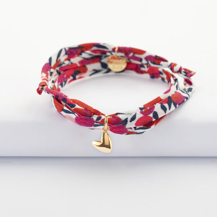 Bracelet 3 tours Liberty petit coeur bombé plaqué or 7 mm - HappyBulle x Atelier Wagram
