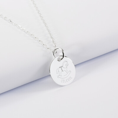 Pendentif enfant personnalisé médaille gravée argent 15 mm - Edition spéciale KIDS