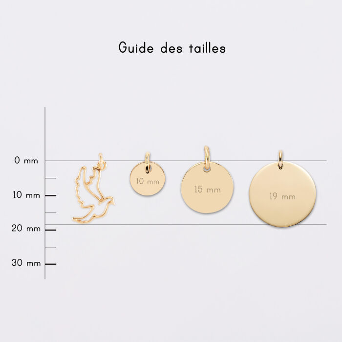 Breloque colombe plaqué or 18 mm - médailles