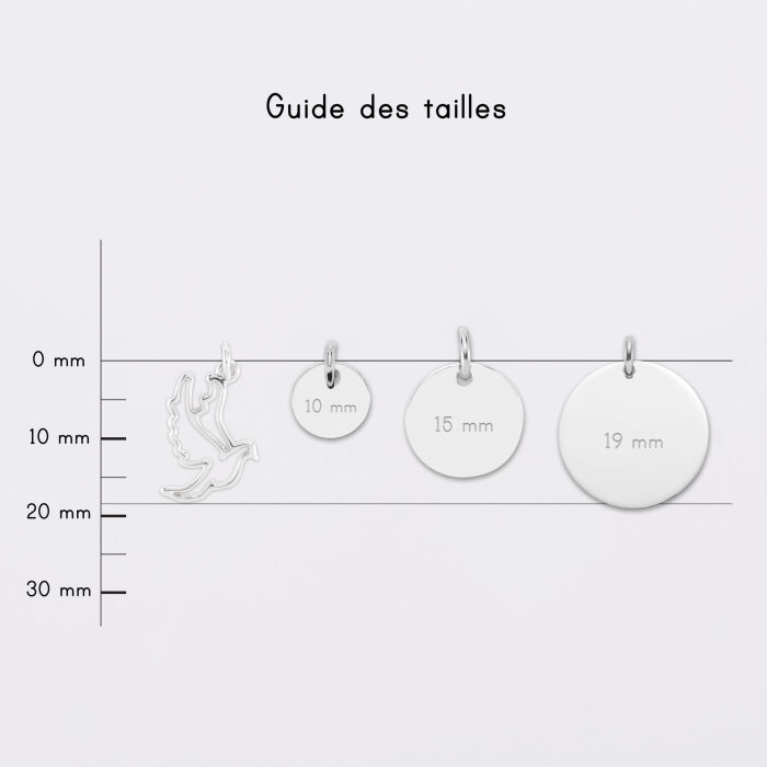 Breloque colombe argent 18 mm - médailles