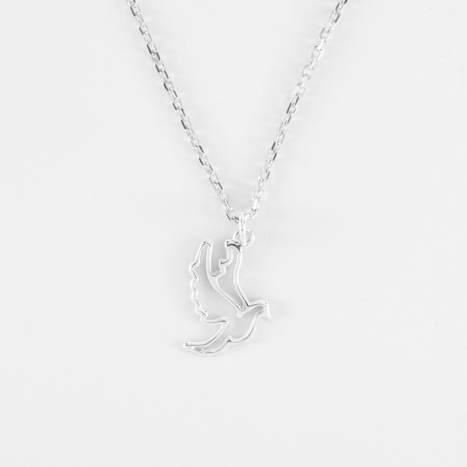 Collier Rétro Argent 925 Avec Pendentif Colombe En Cristal - Chaîne Solitaire - Occasion Très Bon état