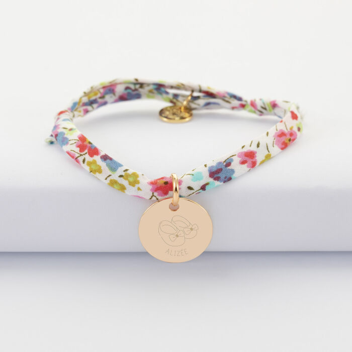 Bracelet enfant Liberty personnalisé médaille gravée plaqué or 15 mm - Edition spéciale KIDS - ballerines