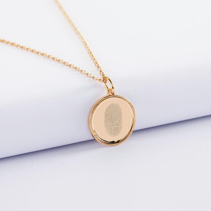 Pendentif personnalisé médaille gravée plaqué or ange texturée 14 mm - empreinte