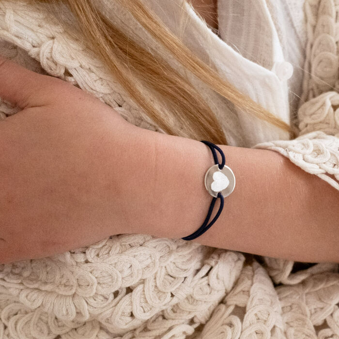 Bracciale bambini personalizzato medaglietta incisa argento 2 buchi 15 mm