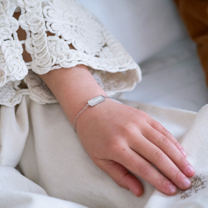 Pulsera cadena infantil personalizada medalla grabada placa placa 20x8 mm