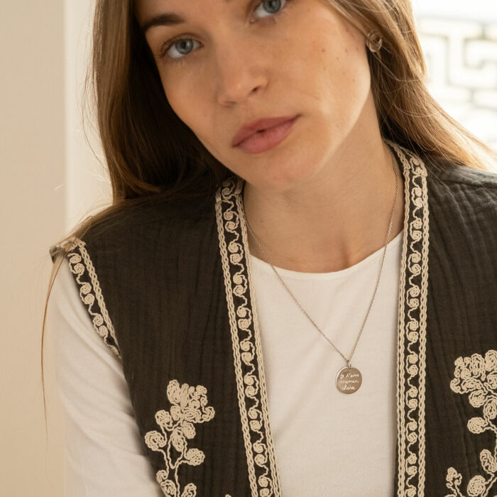 Ciondolo personalizzato medaglietta incisa argento 19 mm