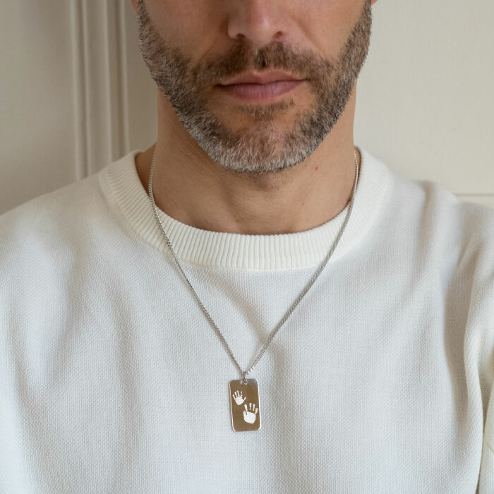 Pendentif homme personnalisé médaille gravée argent 20x32 mm - bijou porté