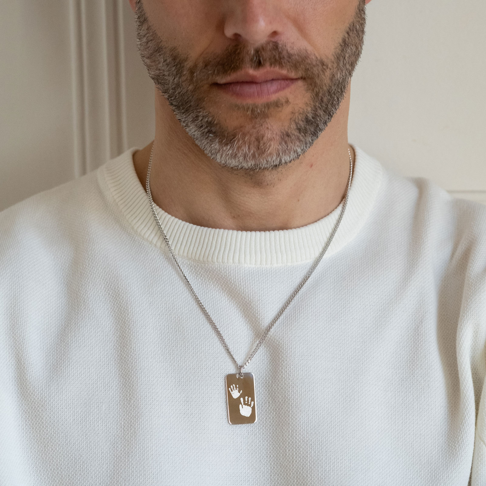 Pendentif homme personnalisé médaille gravée argent rectangulaire