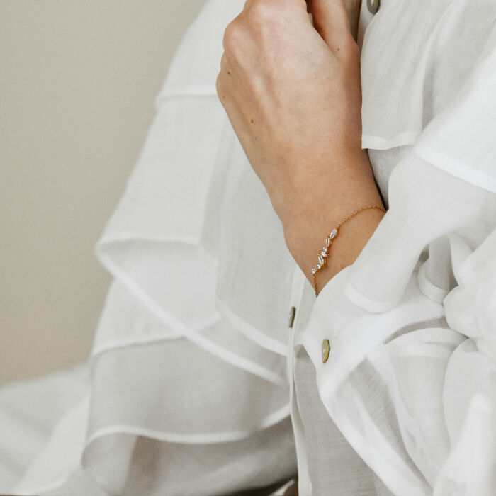 Bracciale catena barretta scintillante placcata oro