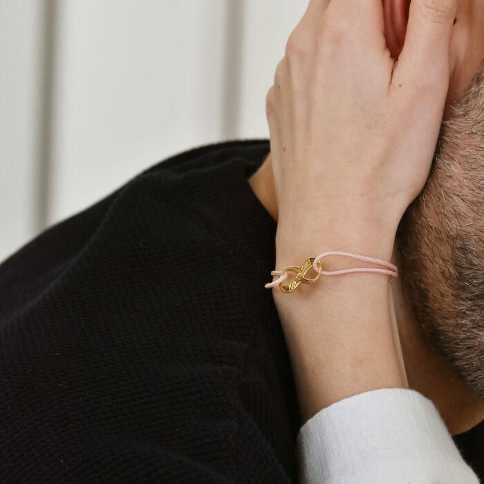 Bracciale infinito personalizzato medaglietta incisa placcata oro 25x10 mm