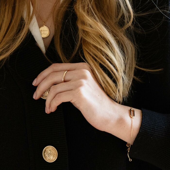 Bracciale catena placcata oro ovale aperto