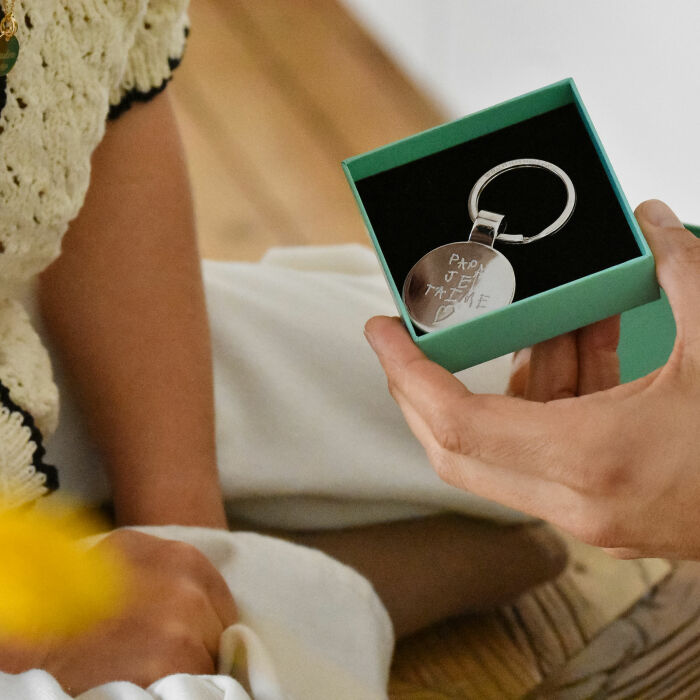 Portachiavi personalizzato inciso acciaio rotondo 37 mm