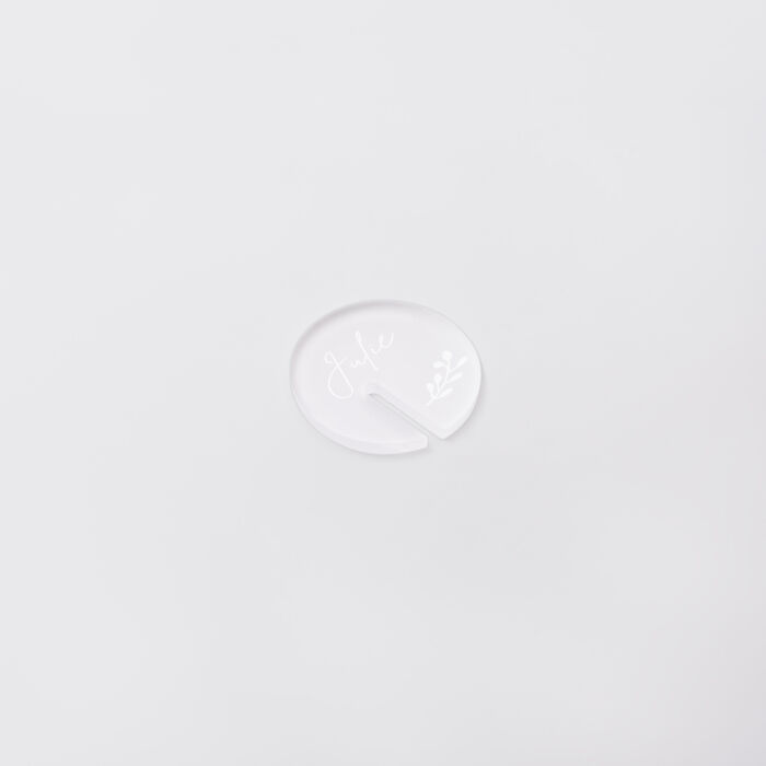 Marque-verre personnalisé prénoms invités acrylique givré 40x40 - Bohème