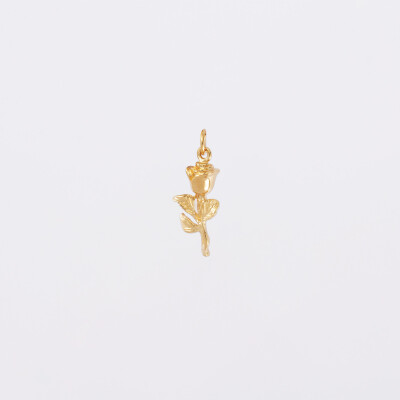 Breloque rose plaqué or 19 mm