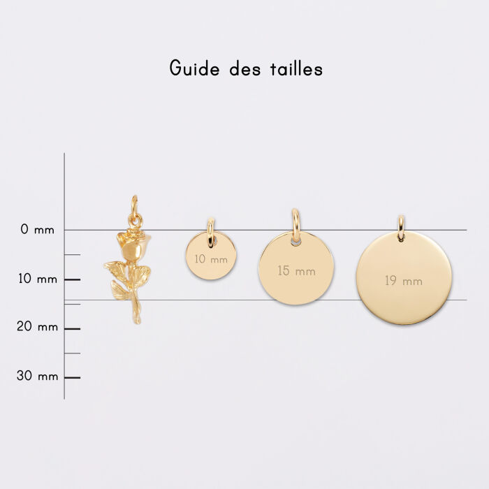 Breloque rose plaqué or 19 mm