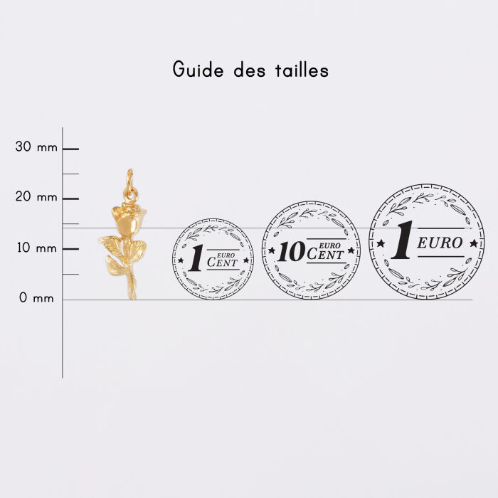 Breloque rose plaqué or 19 mm