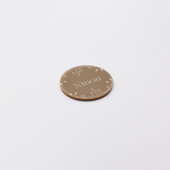 Marque-place personnalisé acrylique beige 45x45 - Bohème