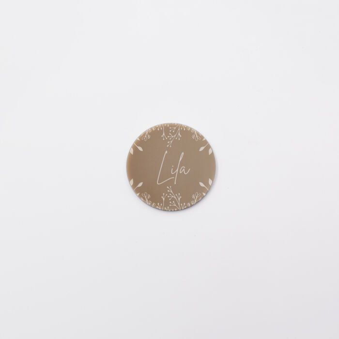 Marque-place personnalisé acrylique beige 45x45 - Bohème