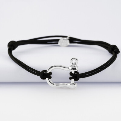 Bracelet homme cordon double manille argent 20 mm