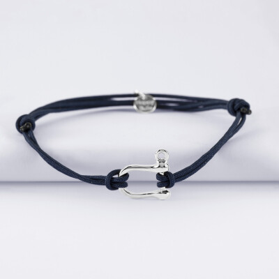 Bracelet homme cordon double manille argent 15 mm