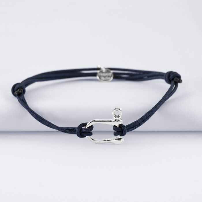 Bracelet homme cordon double manille argent 15 mm