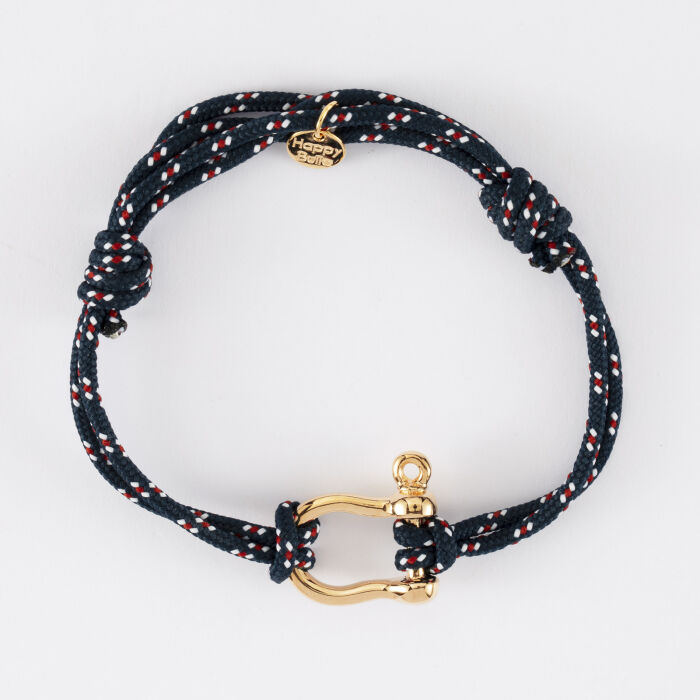 Bracelet homme cordage marin double manille plaqué or 20 mm